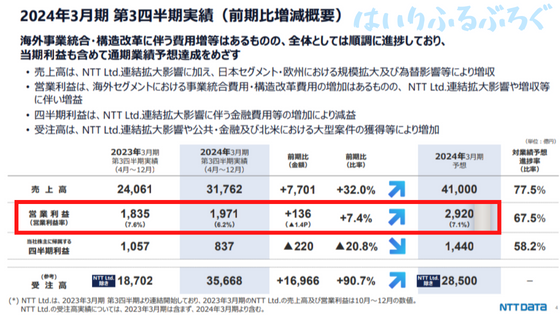 NTTデータグループ株のデメリット：利益率が低い